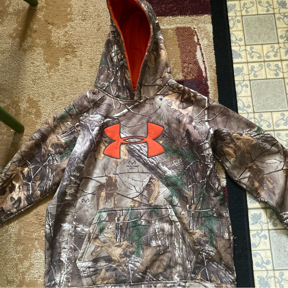 Under Armour Orange and Brown Camo Hoodie